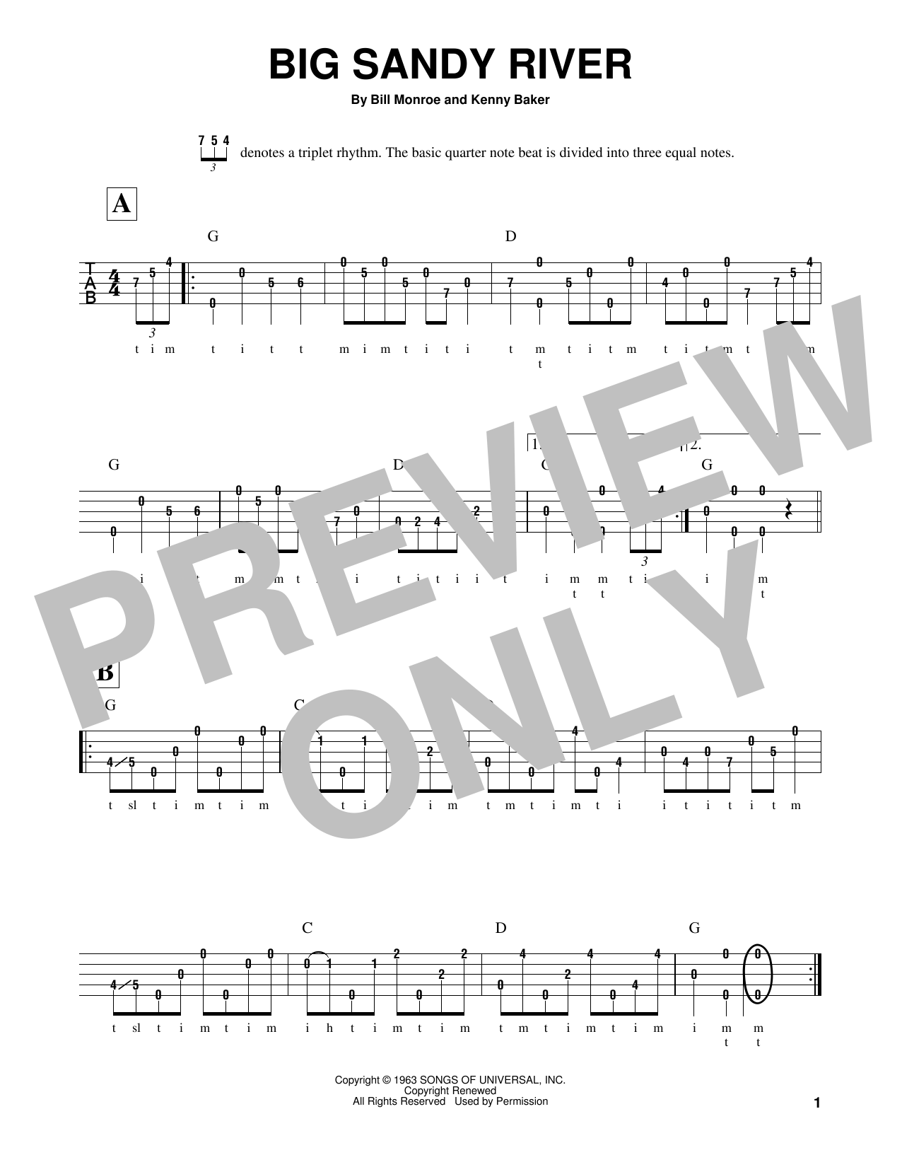 Download Kenny Baker Big Sandy River Sheet Music and learn how to play Banjo PDF digital score in minutes
