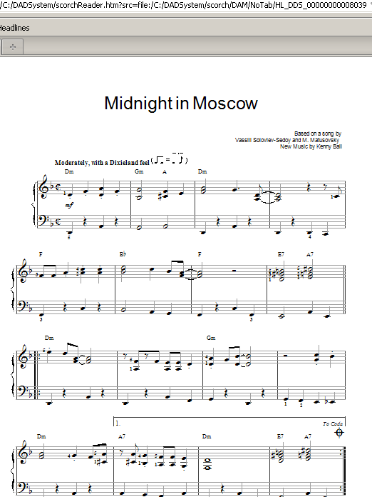 Download Kenny Ball Midnight In Moscow Sheet Music and learn how to play Piano PDF digital score in minutes