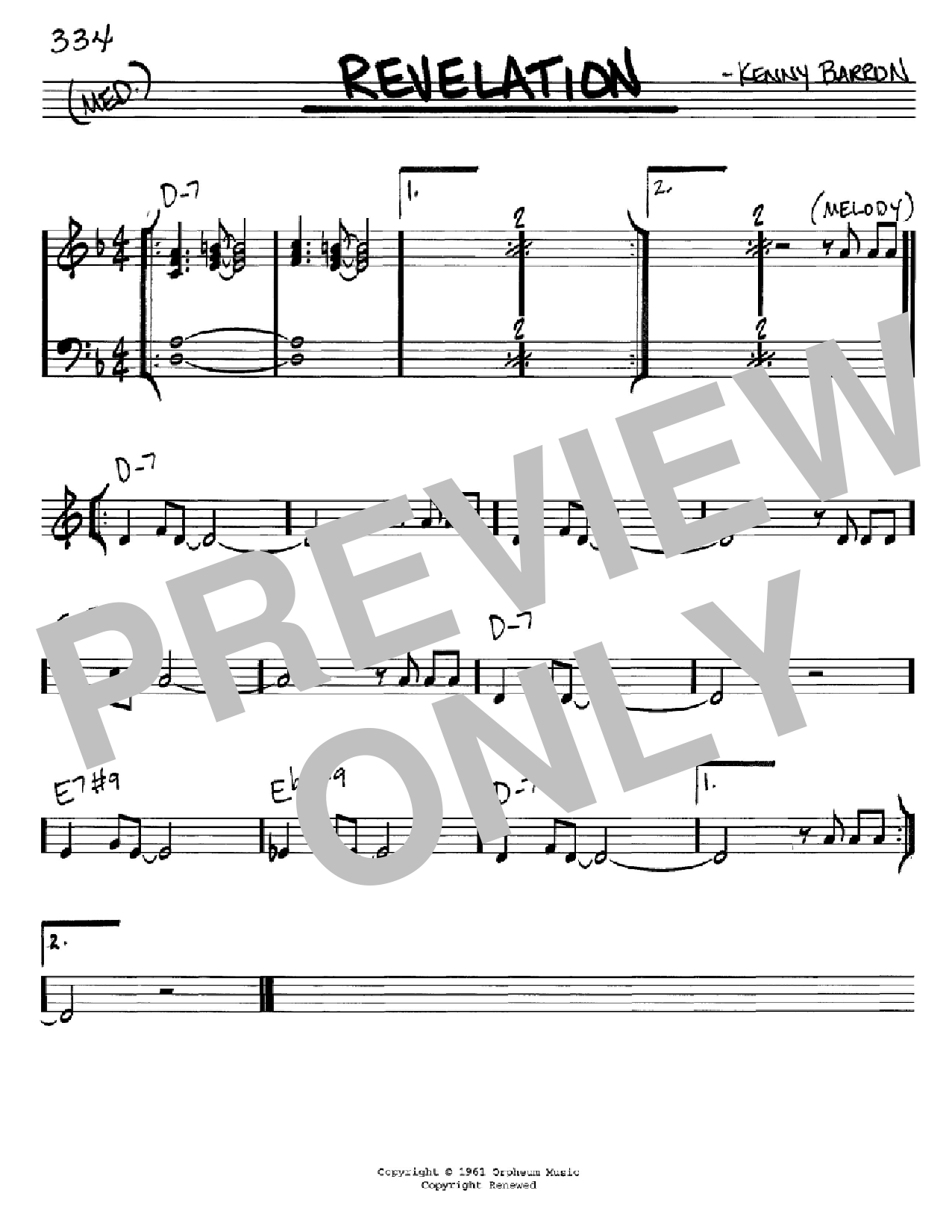 Download Kenny Barron Revelation Sheet Music and learn how to play Real Book - Melody & Chords - C Instruments PDF digital score in minutes
