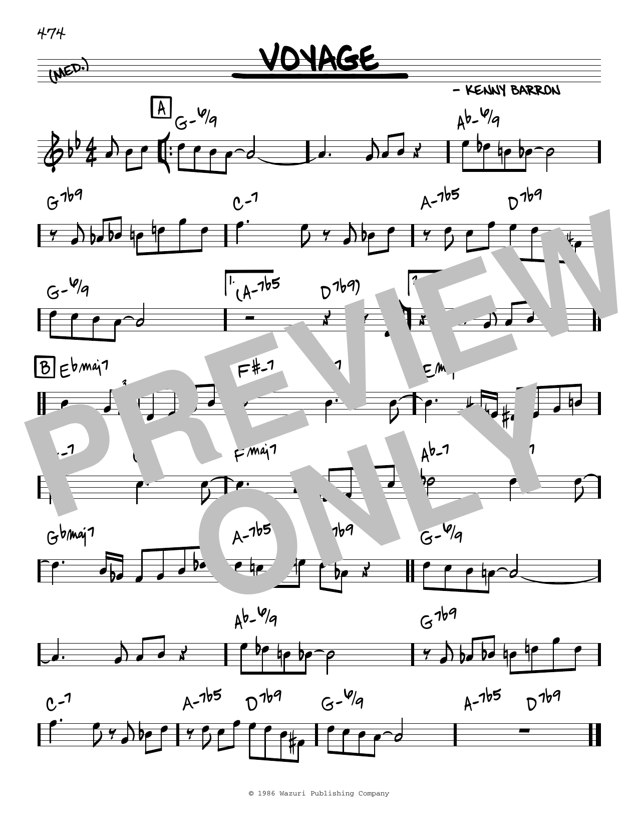 Download Kenny Barron Voyage Sheet Music and learn how to play Real Book – Melody & Chords PDF digital score in minutes