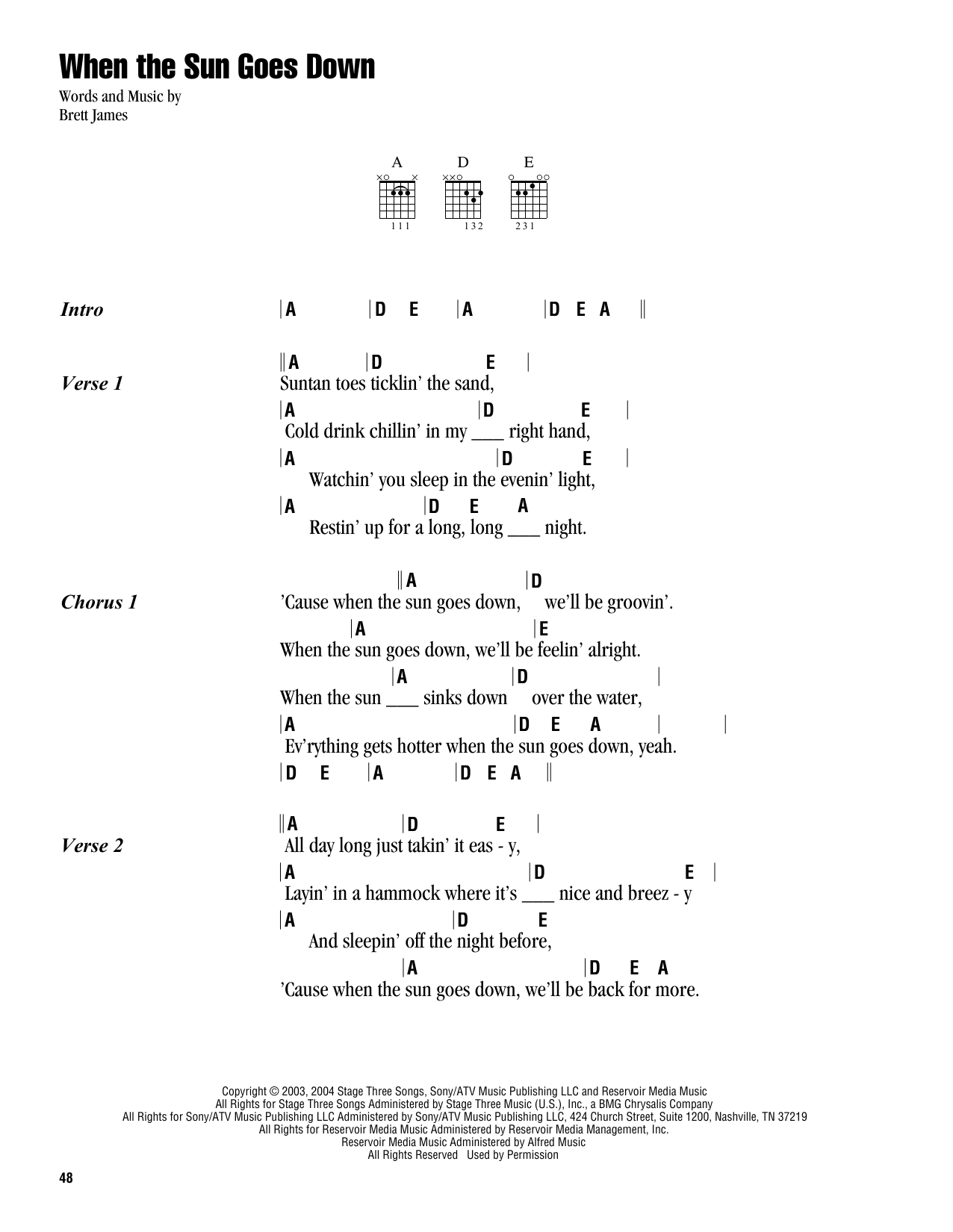 Download Kenny Chesney & Uncle Kracker When The Sun Goes Down Sheet Music and learn how to play Lyrics & Chords PDF digital score in minutes