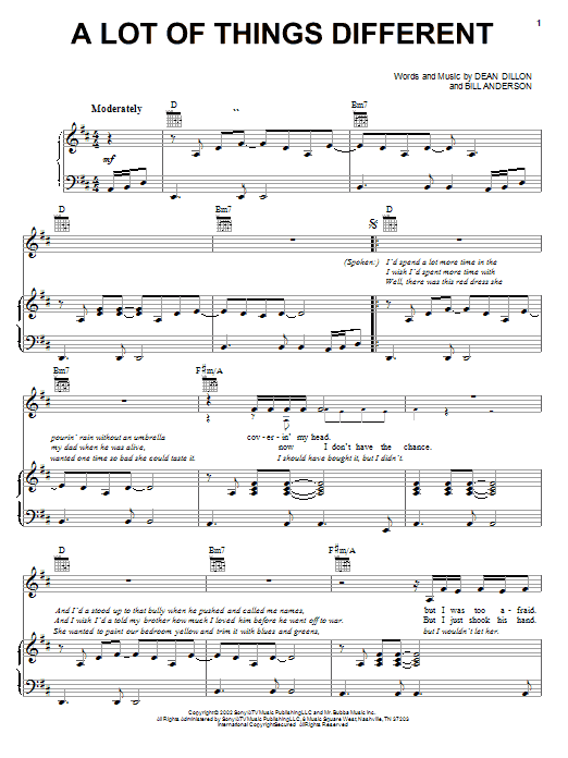 Download Kenny Chesney A Lot Of Things Different Sheet Music and learn how to play Piano, Vocal & Guitar (Right-Hand Melody) PDF digital score in minutes