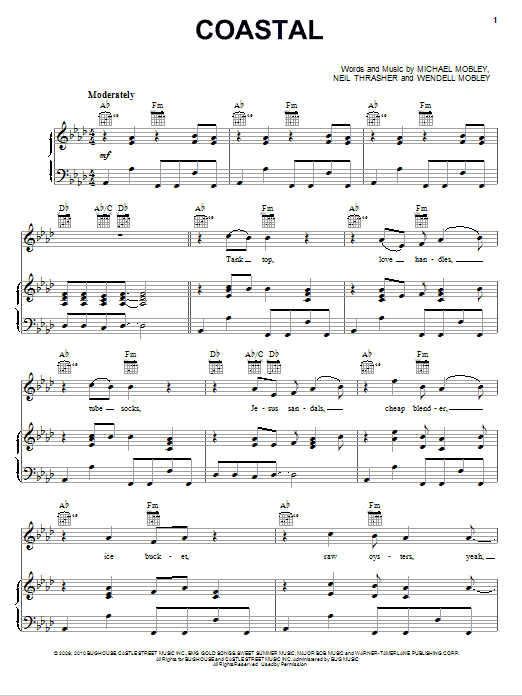 Download Kenny Chesney Coastal Sheet Music and learn how to play Piano, Vocal & Guitar (Right-Hand Melody) PDF digital score in minutes