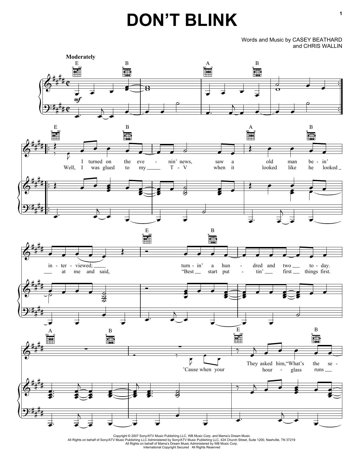 Download Kenny Chesney Don't Blink Sheet Music and learn how to play Lyrics & Chords PDF digital score in minutes