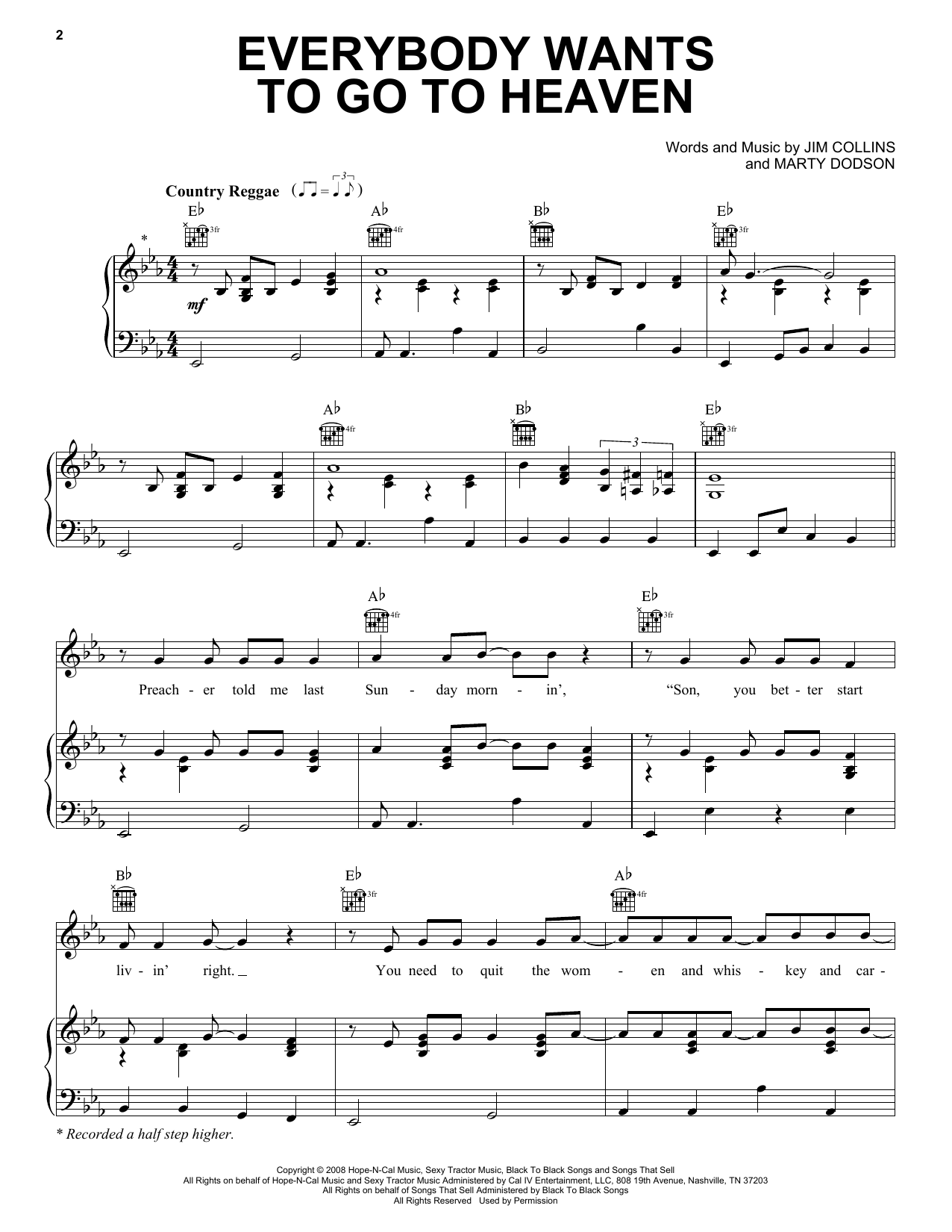 Download Kenny Chesney Everybody Wants To Go To Heaven Sheet Music and learn how to play Piano, Vocal & Guitar (Right-Hand Melody) PDF digital score in minutes
