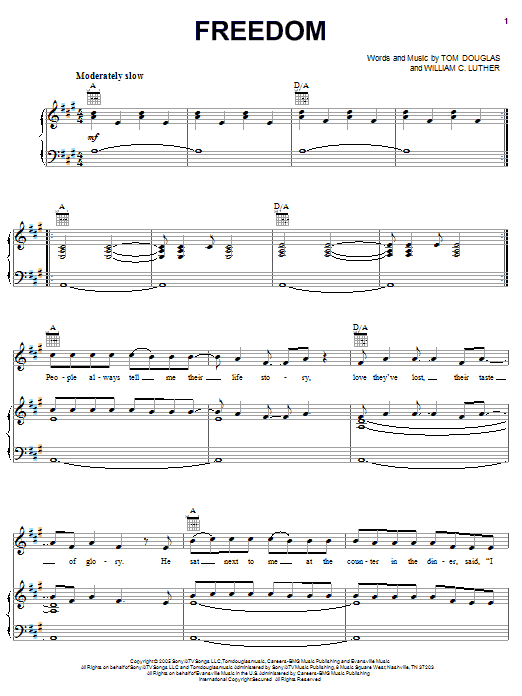 Download Kenny Chesney Freedom Sheet Music and learn how to play Piano, Vocal & Guitar (Right-Hand Melody) PDF digital score in minutes