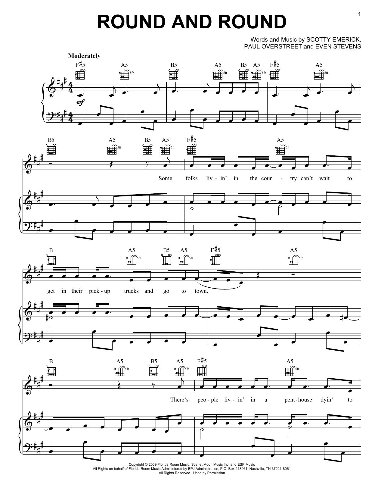 Download Kenny Chesney Round And Round Sheet Music and learn how to play Piano, Vocal & Guitar (Right-Hand Melody) PDF digital score in minutes
