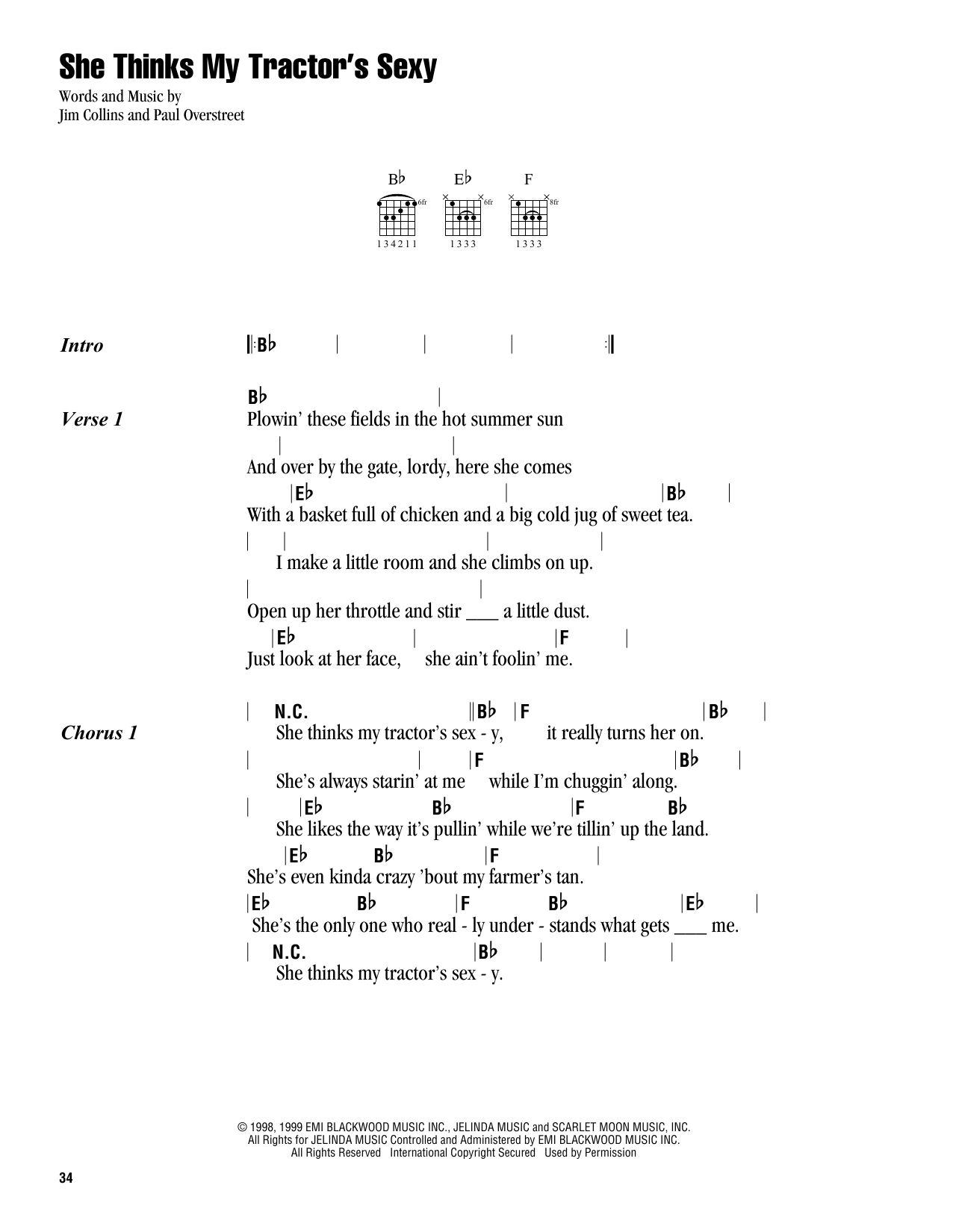 Download Kenny Chesney She Thinks My Tractor's Sexy Sheet Music and learn how to play Lyrics & Chords PDF digital score in minutes