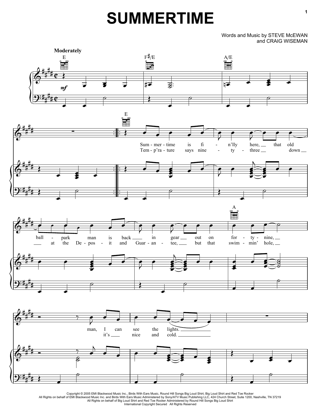 Download Kenny Chesney Summertime Sheet Music and learn how to play Easy Guitar Tab PDF digital score in minutes