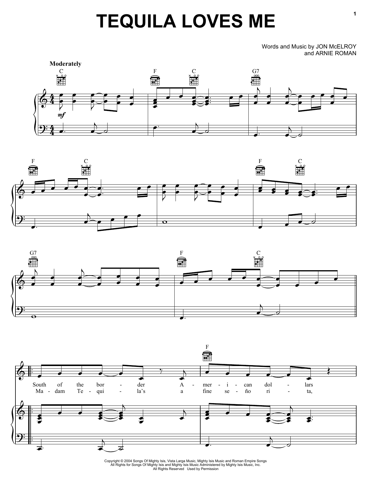 Download Kenny Chesney Tequila Loves Me Sheet Music and learn how to play Piano, Vocal & Guitar (Right-Hand Melody) PDF digital score in minutes