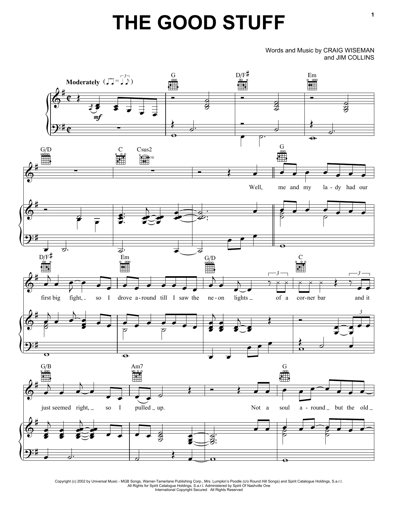 Download Kenny Chesney The Good Stuff Sheet Music and learn how to play Lyrics & Chords PDF digital score in minutes