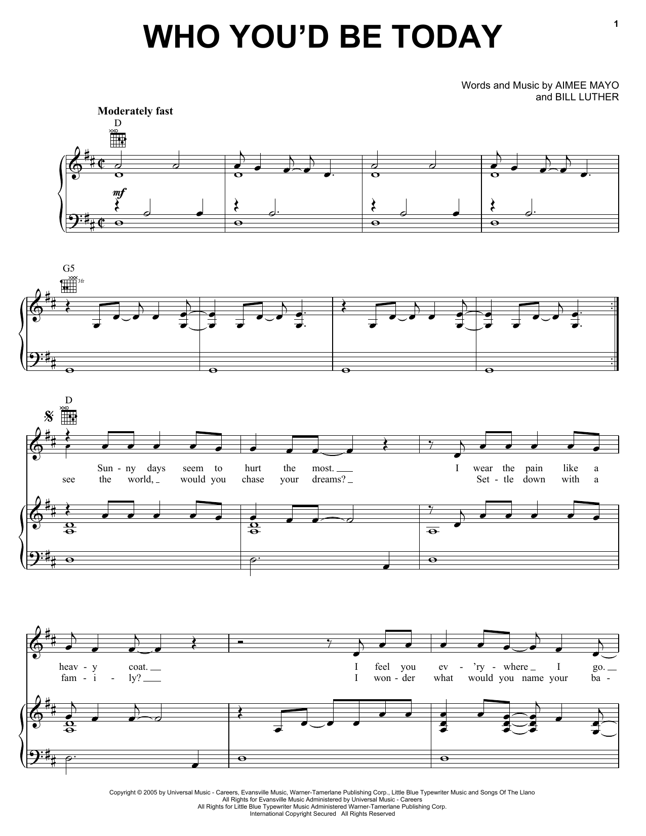 Download Kenny Chesney Who You'd Be Today Sheet Music and learn how to play Easy Guitar Tab PDF digital score in minutes