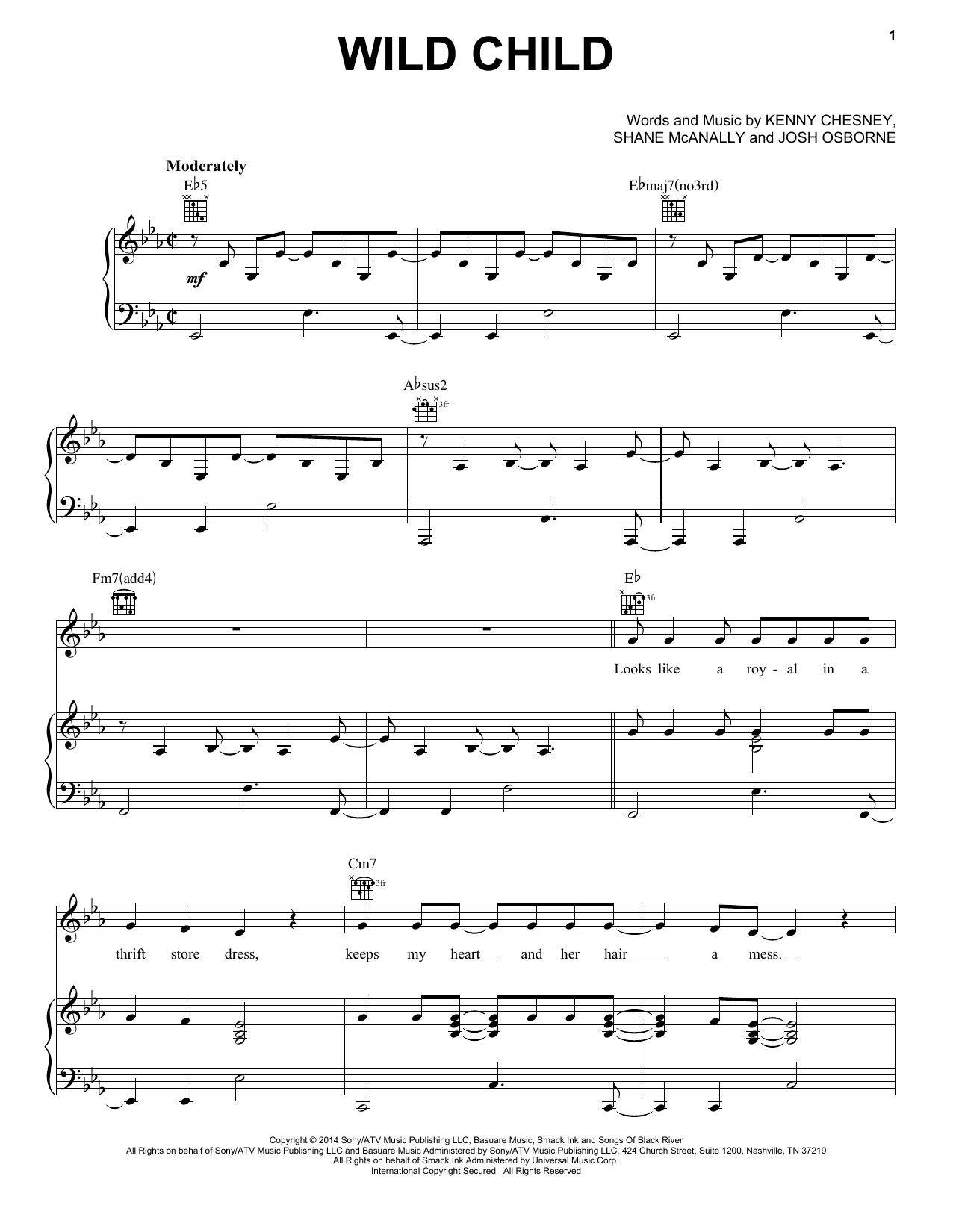 Download Kenny Chesney with Grace Potter Wild Child Sheet Music and learn how to play Piano, Vocal & Guitar (Right-Hand Melody) PDF digital score in minutes