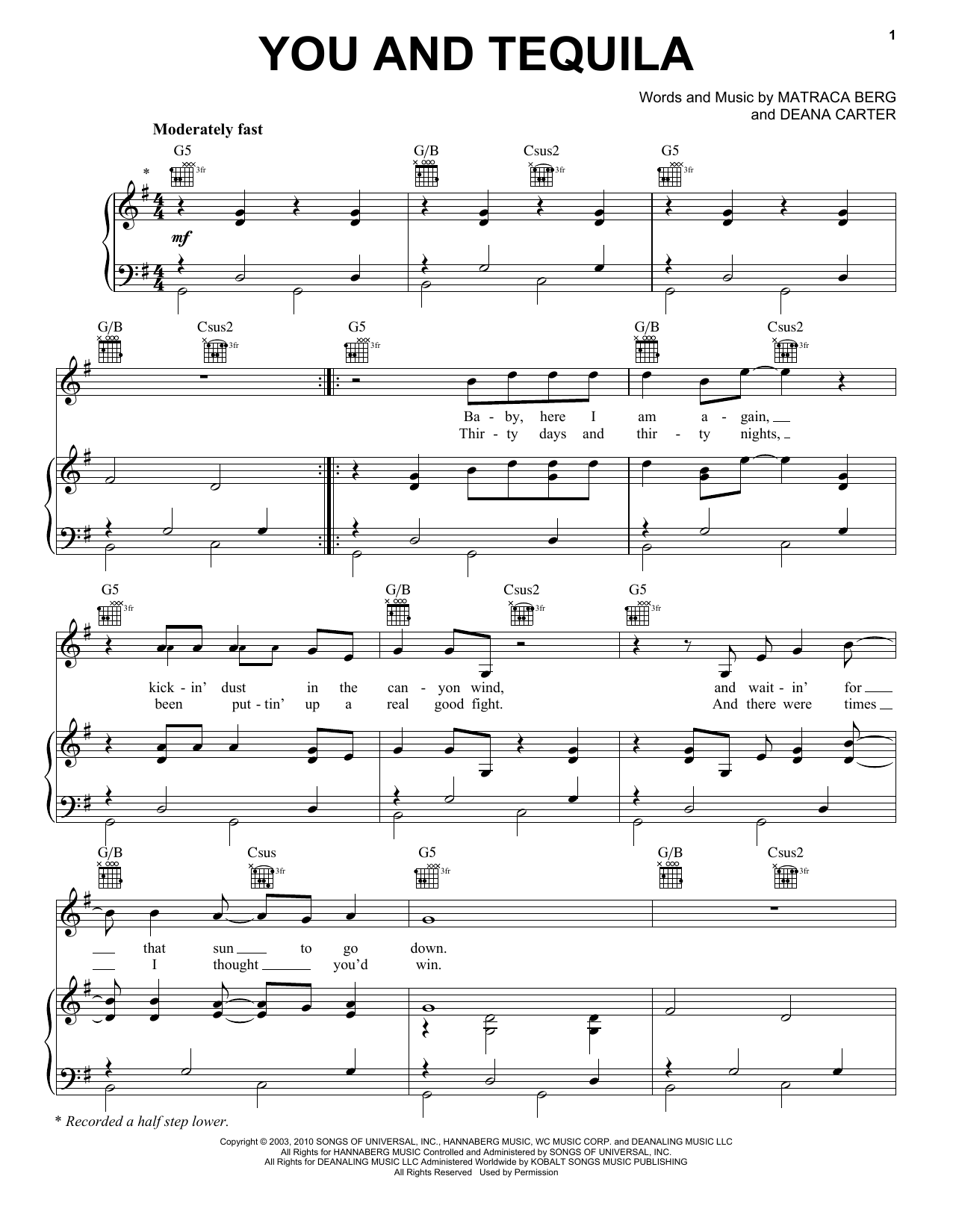 Download Kenny Chesney You And Tequila Sheet Music and learn how to play Piano, Vocal & Guitar (Right-Hand Melody) PDF digital score in minutes