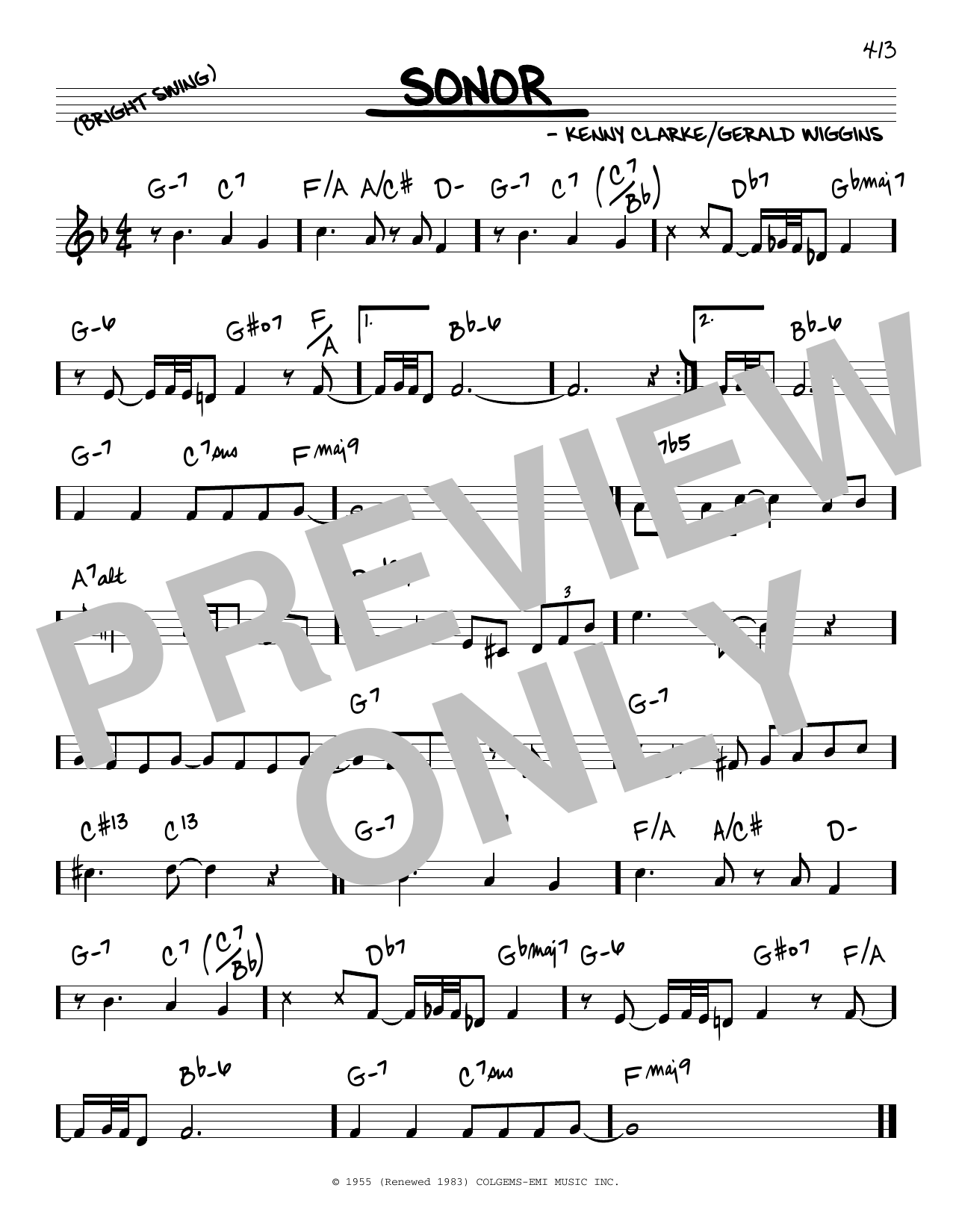 Download Kenny Clarke Sonor Sheet Music and learn how to play Real Book – Melody & Chords PDF digital score in minutes