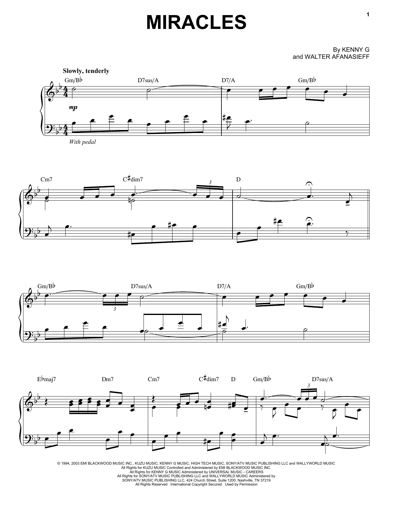 Download Kenny G Miracles Sheet Music and learn how to play Melody Line, Lyrics & Chords PDF digital score in minutes