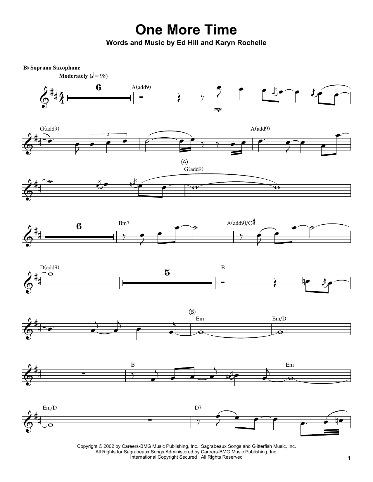 Download Kenny G One More Time Sheet Music and learn how to play Soprano Sax Transcription PDF digital score in minutes