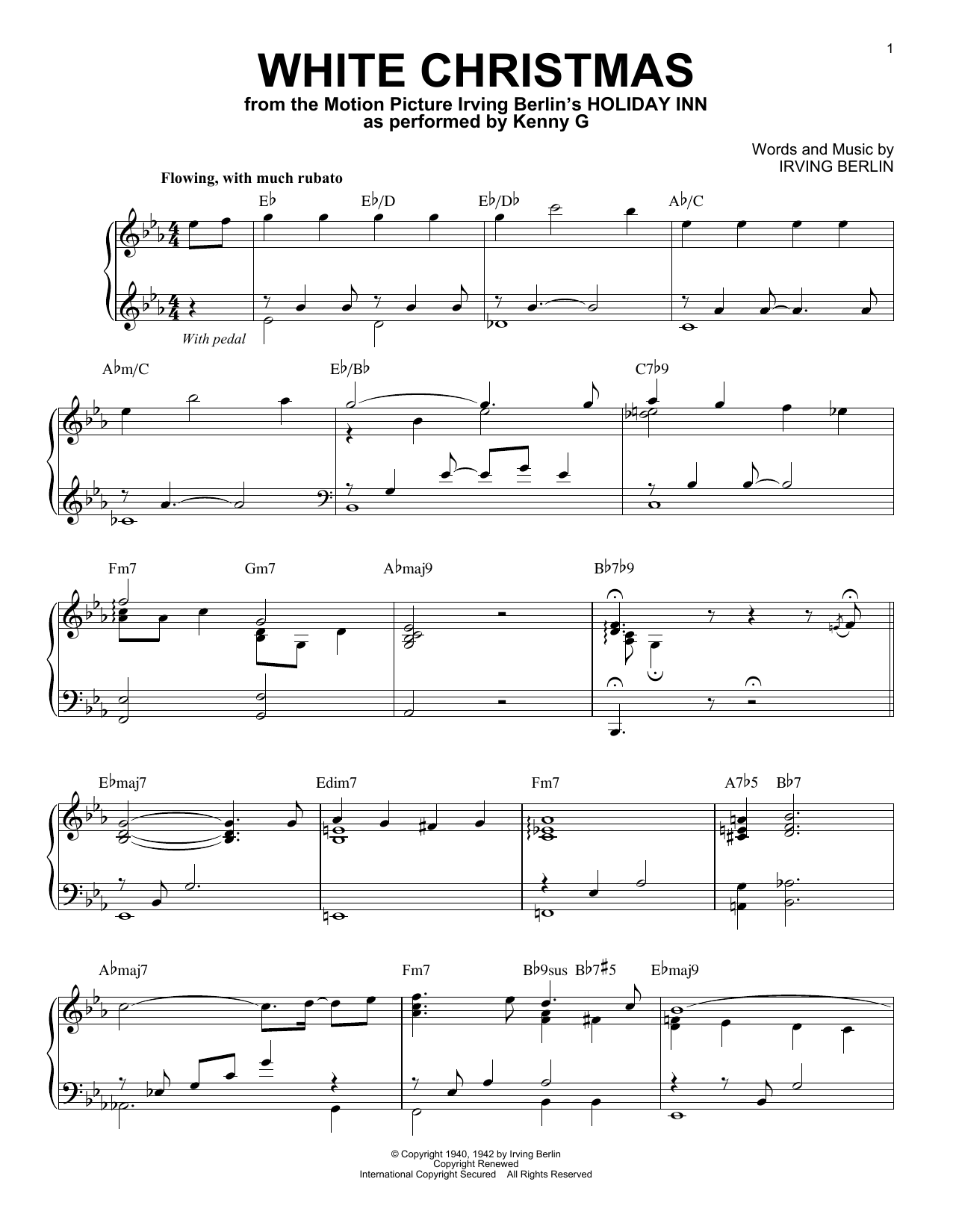 Download Kenny G White Christmas Sheet Music and learn how to play Piano Solo PDF digital score in minutes