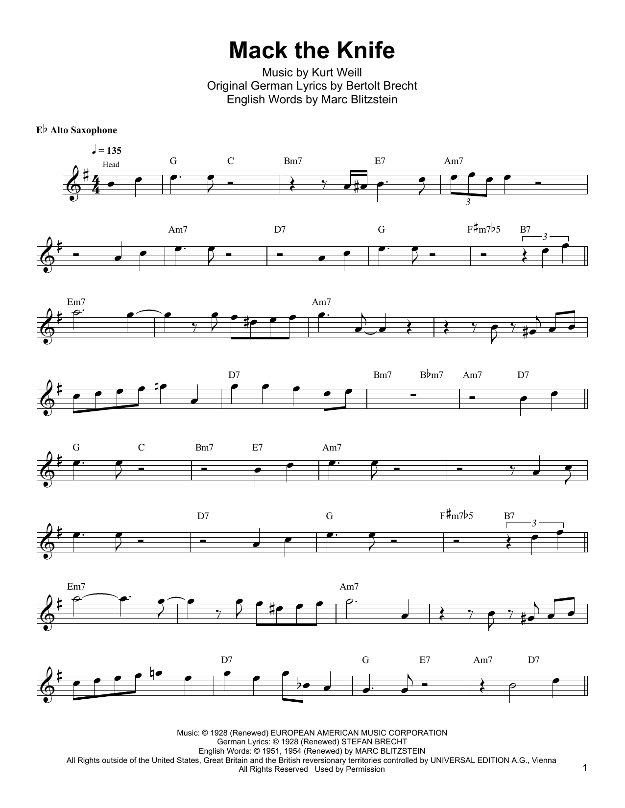 Download Kenny Garrett Mack The Knife Sheet Music and learn how to play Alto Sax Transcription PDF digital score in minutes