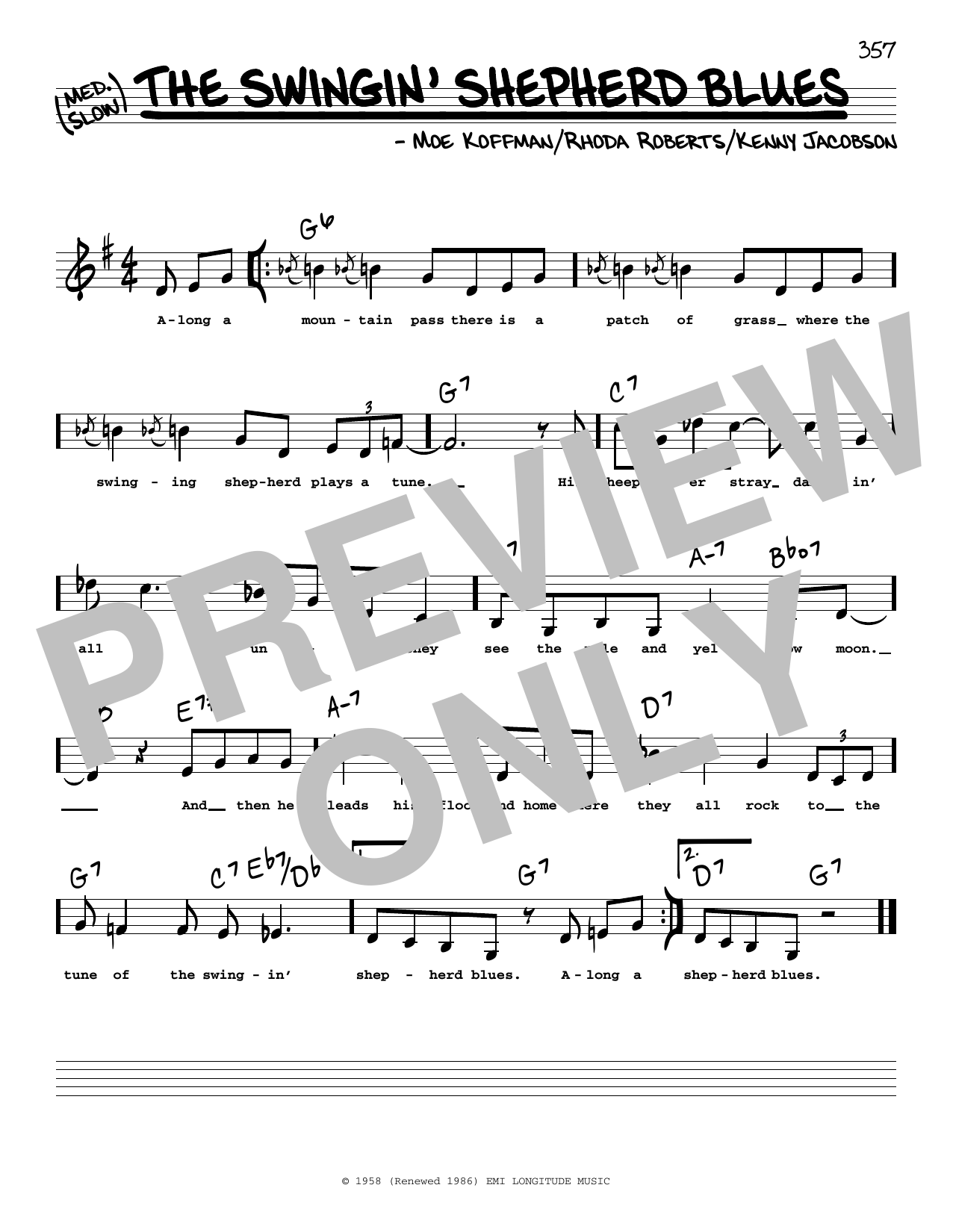 Download Kenny Jacobson The Swingin' Shepherd Blues (Low Voice) Sheet Music and learn how to play Real Book – Melody, Lyrics & Chords PDF digital score in minutes