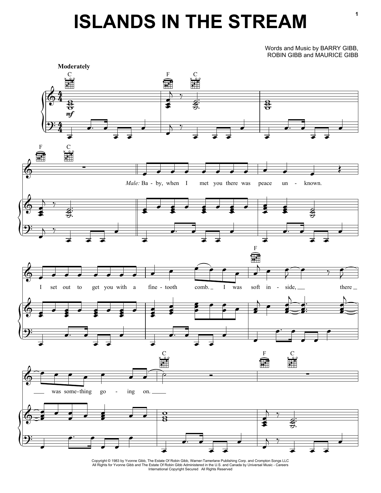 Download Kenny Rogers & Dolly Parton Islands In The Stream Sheet Music and learn how to play Real Book – Melody, Lyrics & Chords PDF digital score in minutes