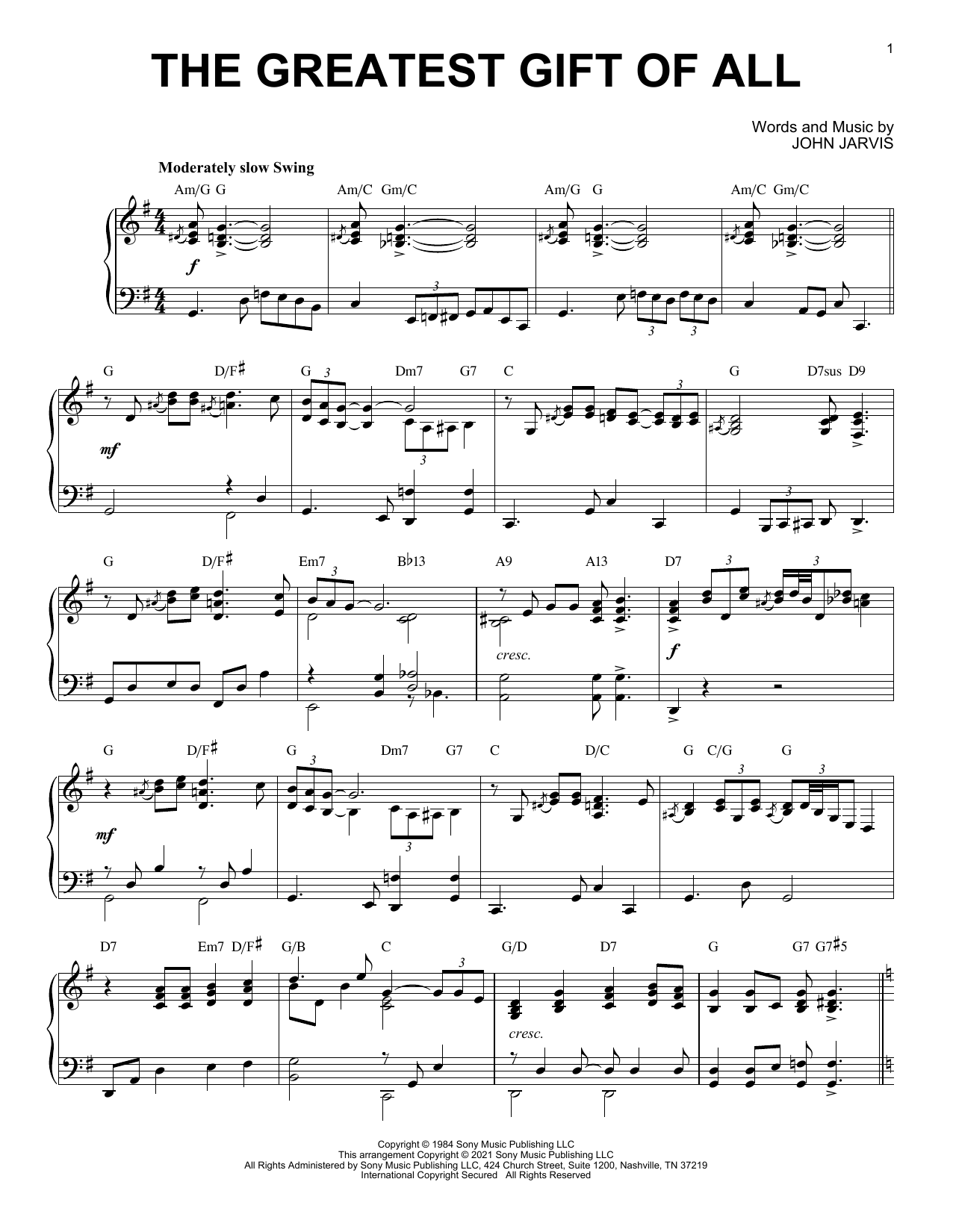 Download Kenny Rogers and Dolly Parton The Greatest Gift Of All [Jazz version] (arr. Brent Edstrom) Sheet Music and learn how to play Piano Solo PDF digital score in minutes