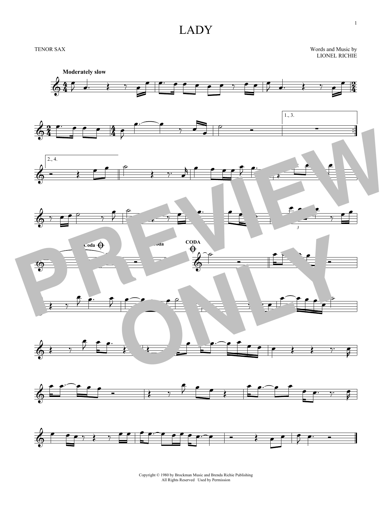 Download Kenny Rogers Lady Sheet Music and learn how to play Trumpet PDF digital score in minutes