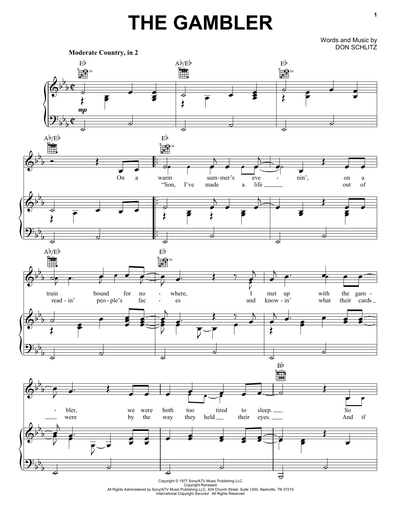 Download Kenny Rogers The Gambler Sheet Music and learn how to play Ukulele PDF digital score in minutes