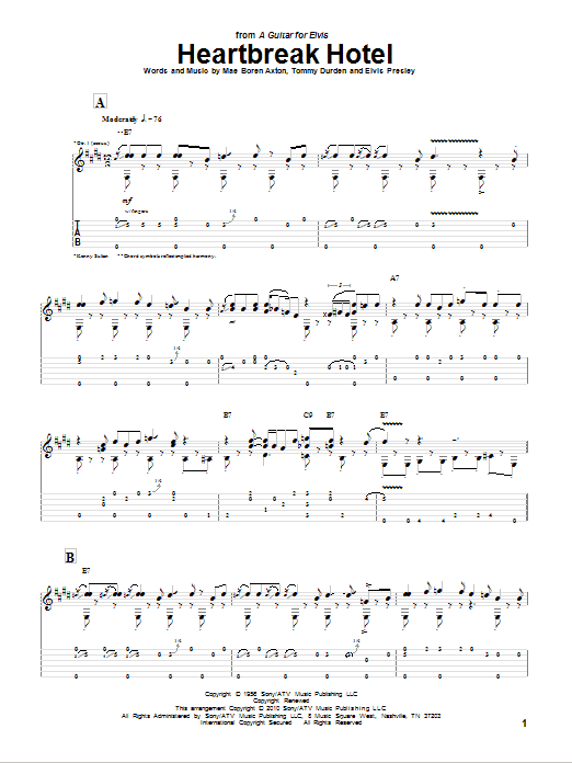 Download Kenny Sultan Heartbreak Hotel Sheet Music and learn how to play Guitar Tab PDF digital score in minutes