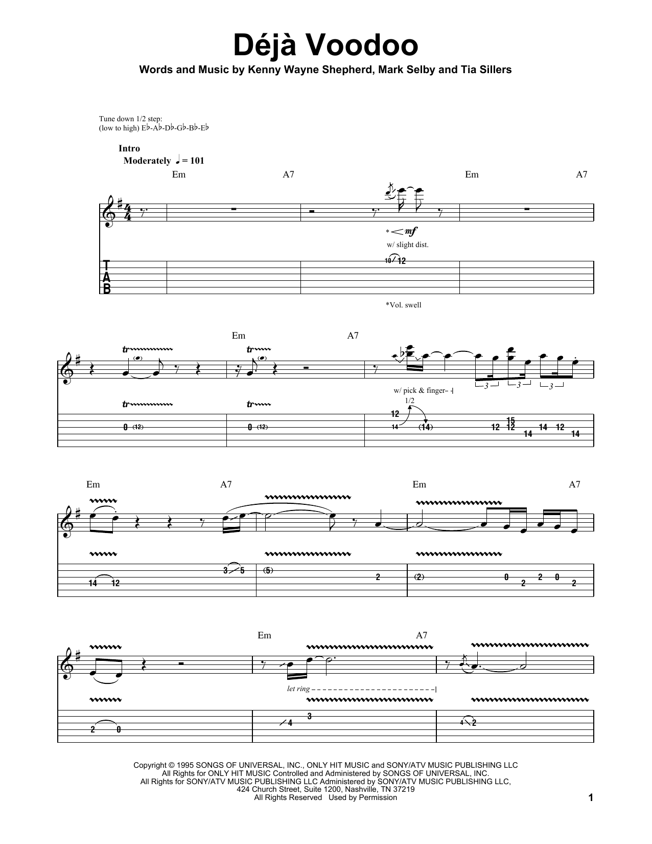 Download Kenny Wayne Shepherd Deja Voodoo Sheet Music and learn how to play Guitar Tab PDF digital score in minutes