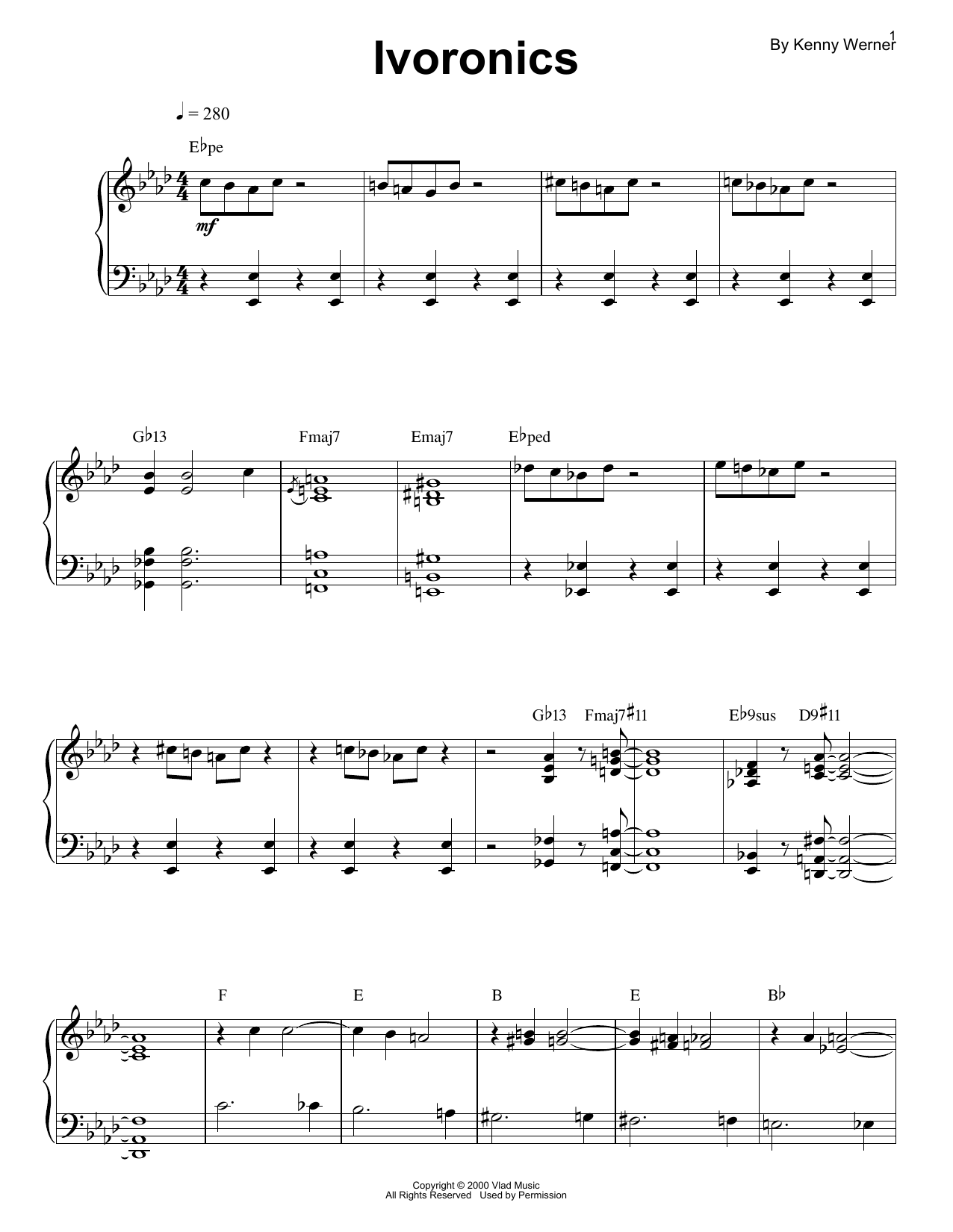 Download Kenny Werner Ivoronics Sheet Music and learn how to play Piano Transcription PDF digital score in minutes