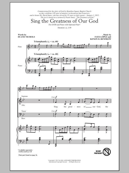 Download Kenon D. Renfrow Sing The Greatness Of Our God Sheet Music and learn how to play SATB PDF digital score in minutes