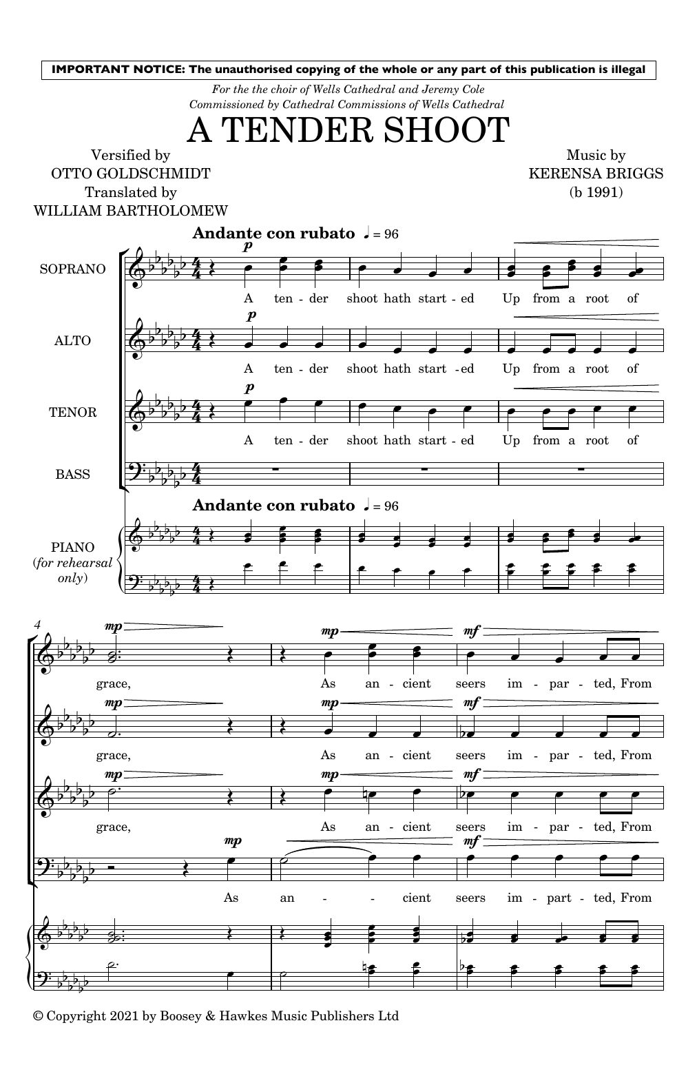 Download Kerensa Briggs A Tender Shoot Sheet Music and learn how to play Choir PDF digital score in minutes