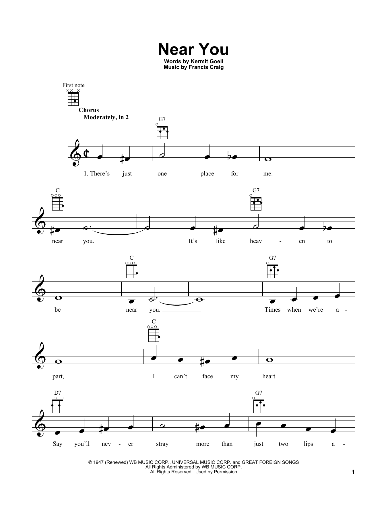 Download Kermit Goell Near You Sheet Music and learn how to play Real Book – Melody & Chords PDF digital score in minutes