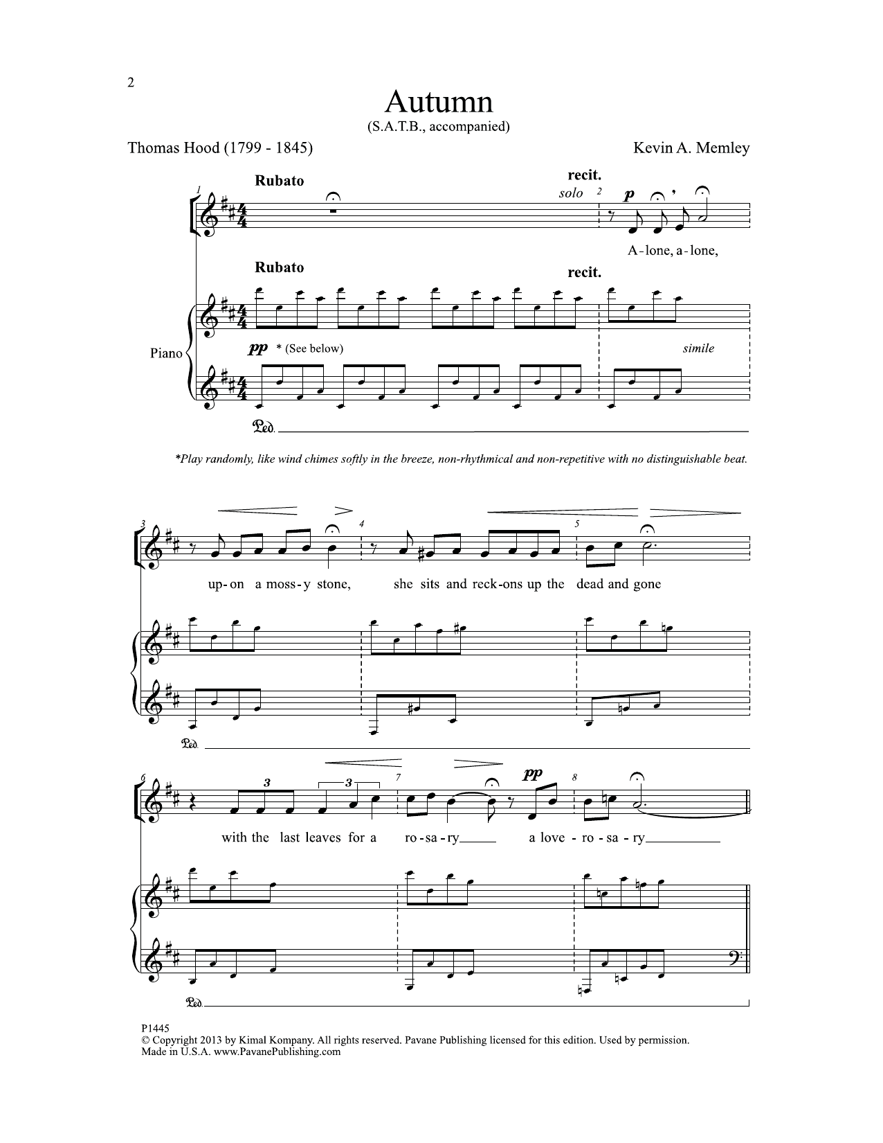 Download Kevin A. Memley Autumn Sheet Music and learn how to play SATB Choir PDF digital score in minutes