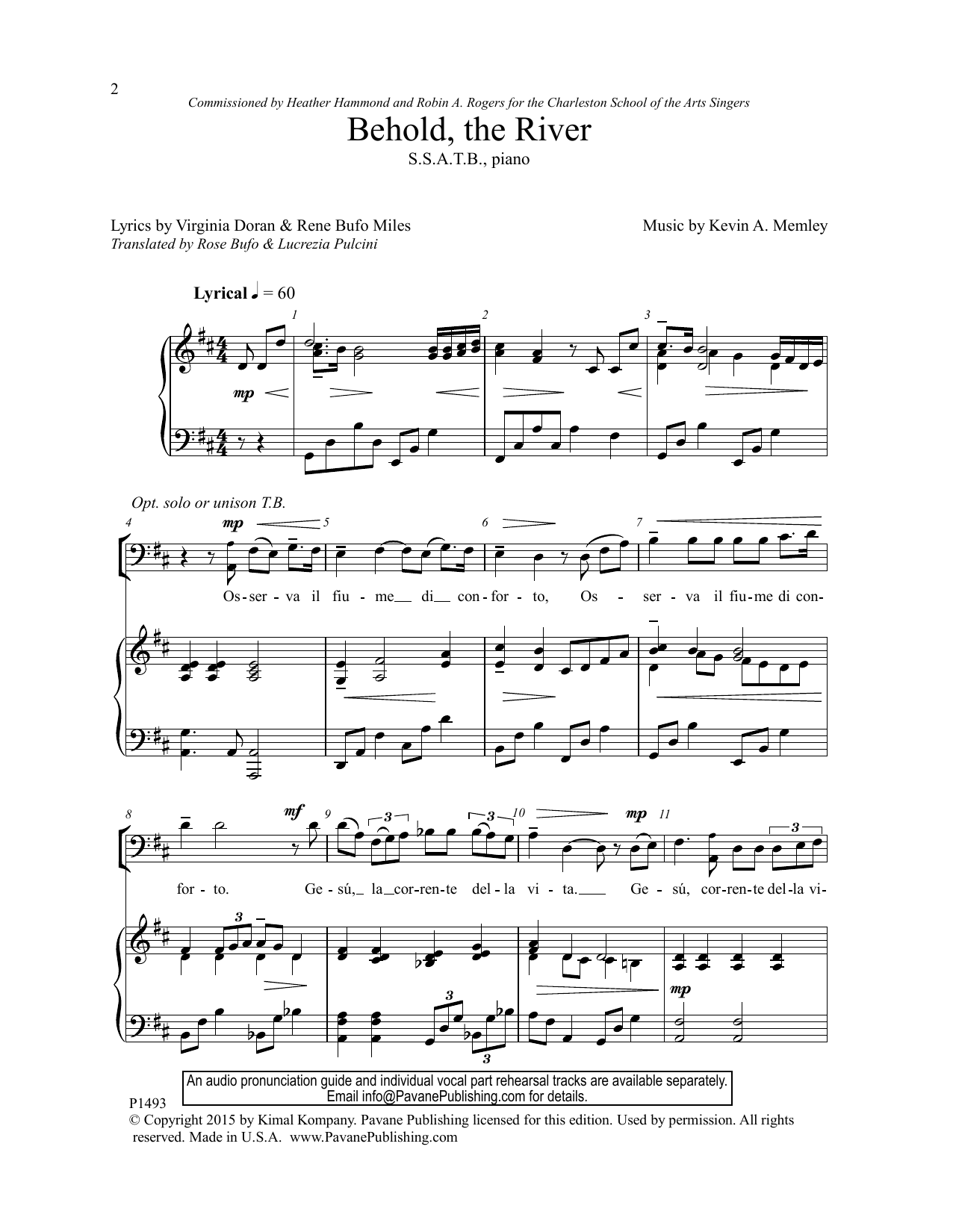 Download Kevin A. Memley Behold the River Sheet Music and learn how to play SSATB Choir PDF digital score in minutes