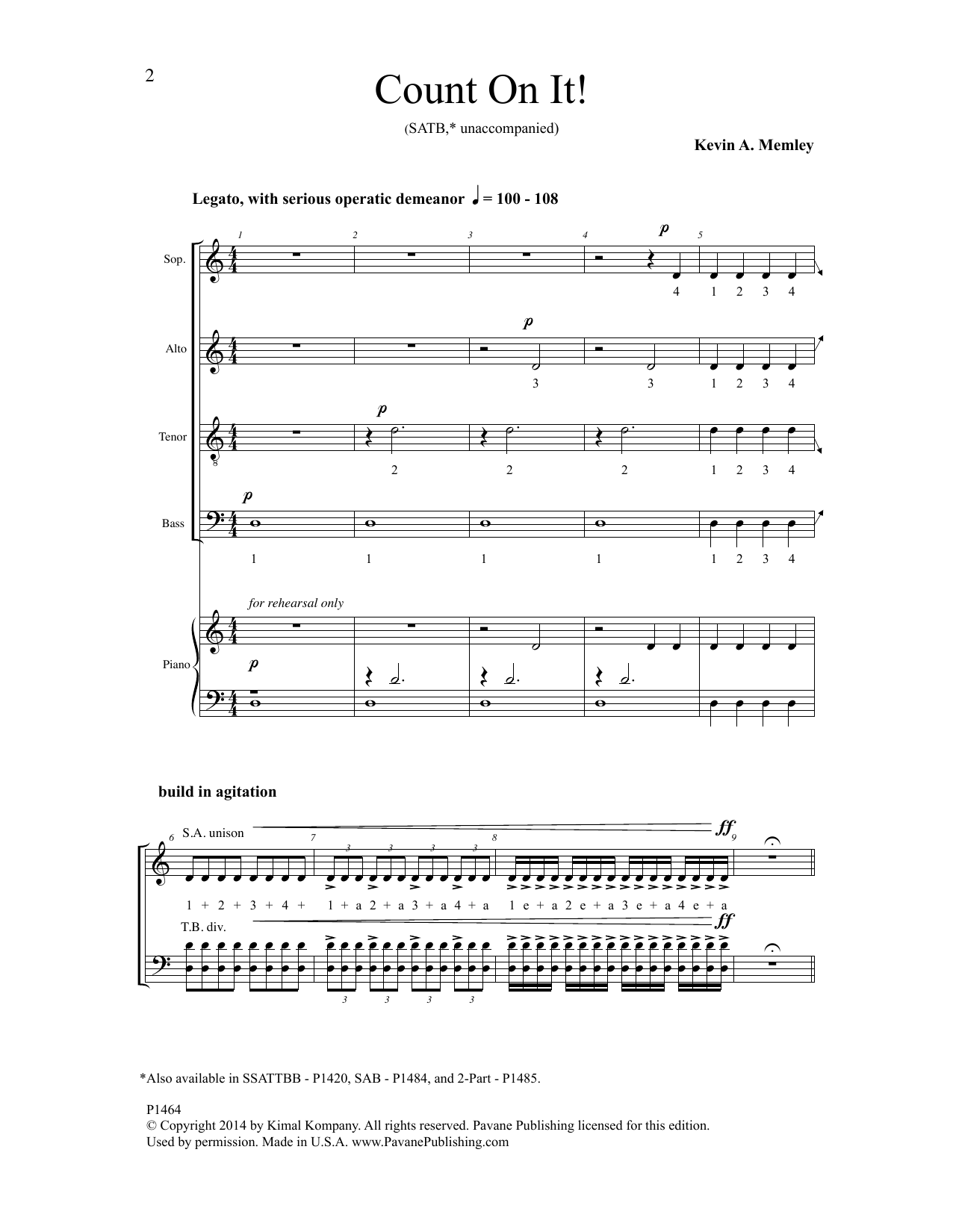 Download Kevin A. Memley Count On It Sheet Music and learn how to play SSA Choir PDF digital score in minutes