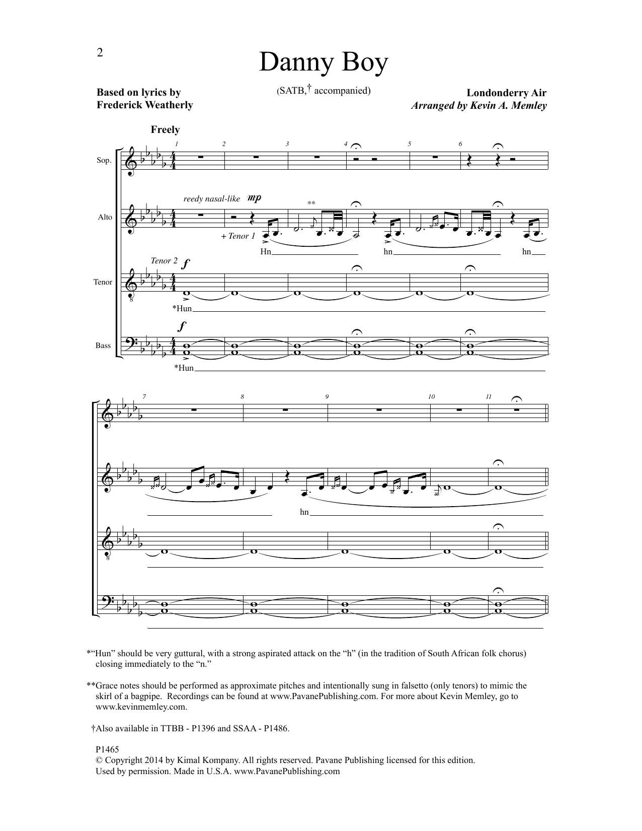 Download Frederick Weatherly Danny Boy Sheet Music and learn how to play SATB Choir PDF digital score in minutes