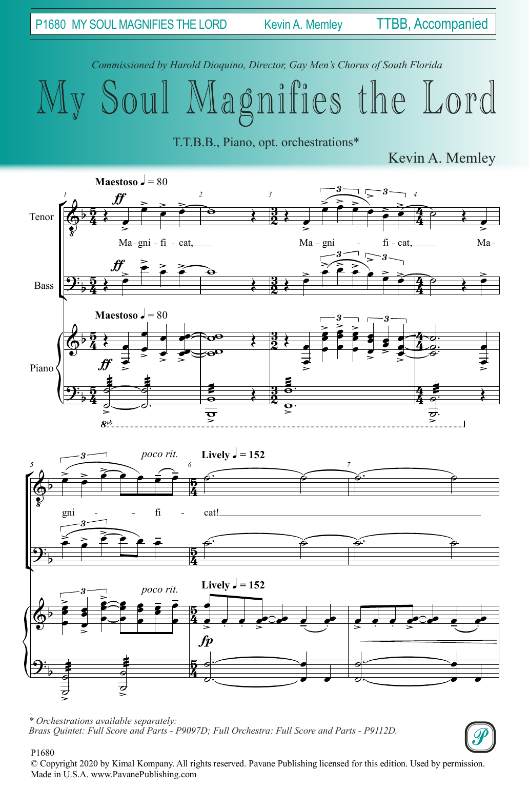 Download Kevin A. Memley My Soul Magnifies the Lord Sheet Music and learn how to play TTBB Choir PDF digital score in minutes