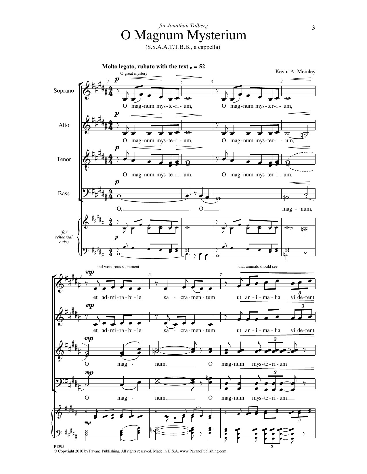 Download Kevin A. Memley O Magnum Mysterium Sheet Music and learn how to play SATB Choir PDF digital score in minutes