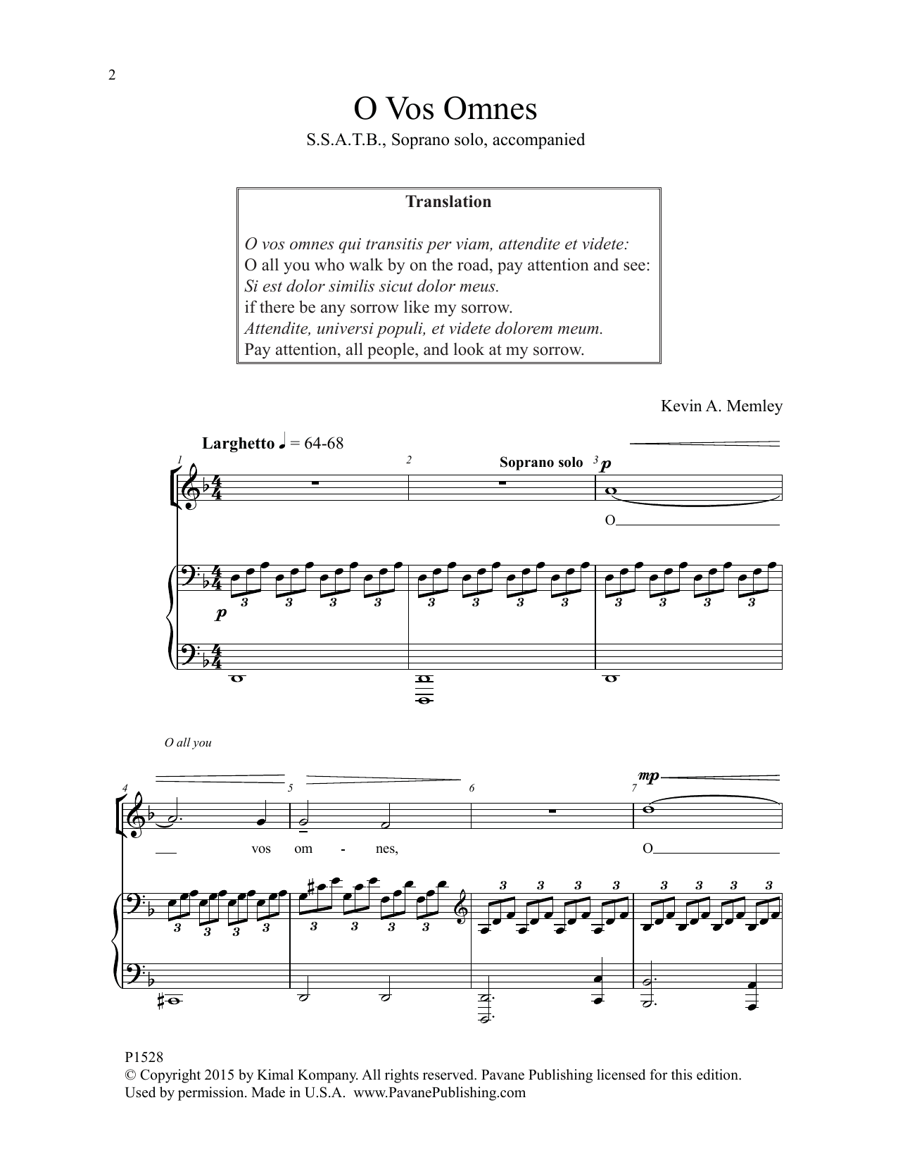 Download Kevin A. Memley O Vos Omnes Sheet Music and learn how to play SSATB Choir PDF digital score in minutes