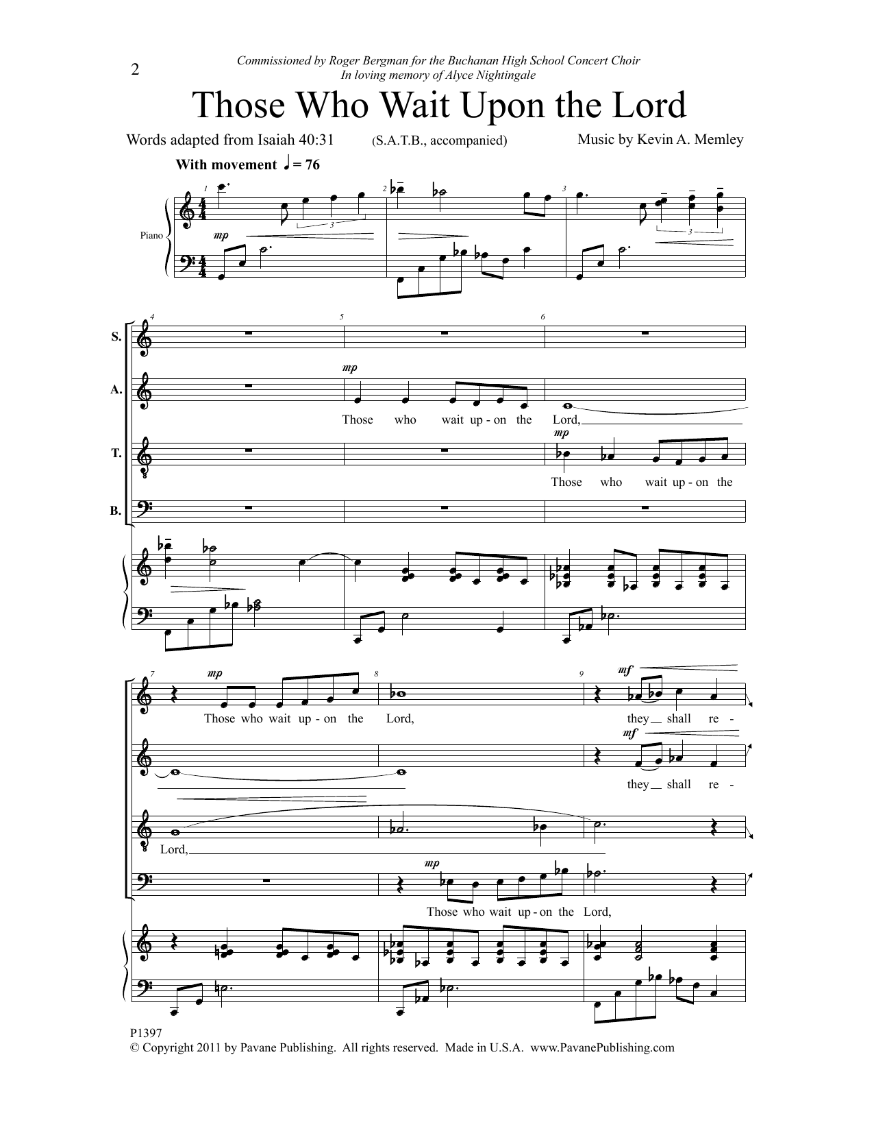 Download Kevin A. Memley Those Who Wait upon the Lord Sheet Music and learn how to play SATB Choir PDF digital score in minutes