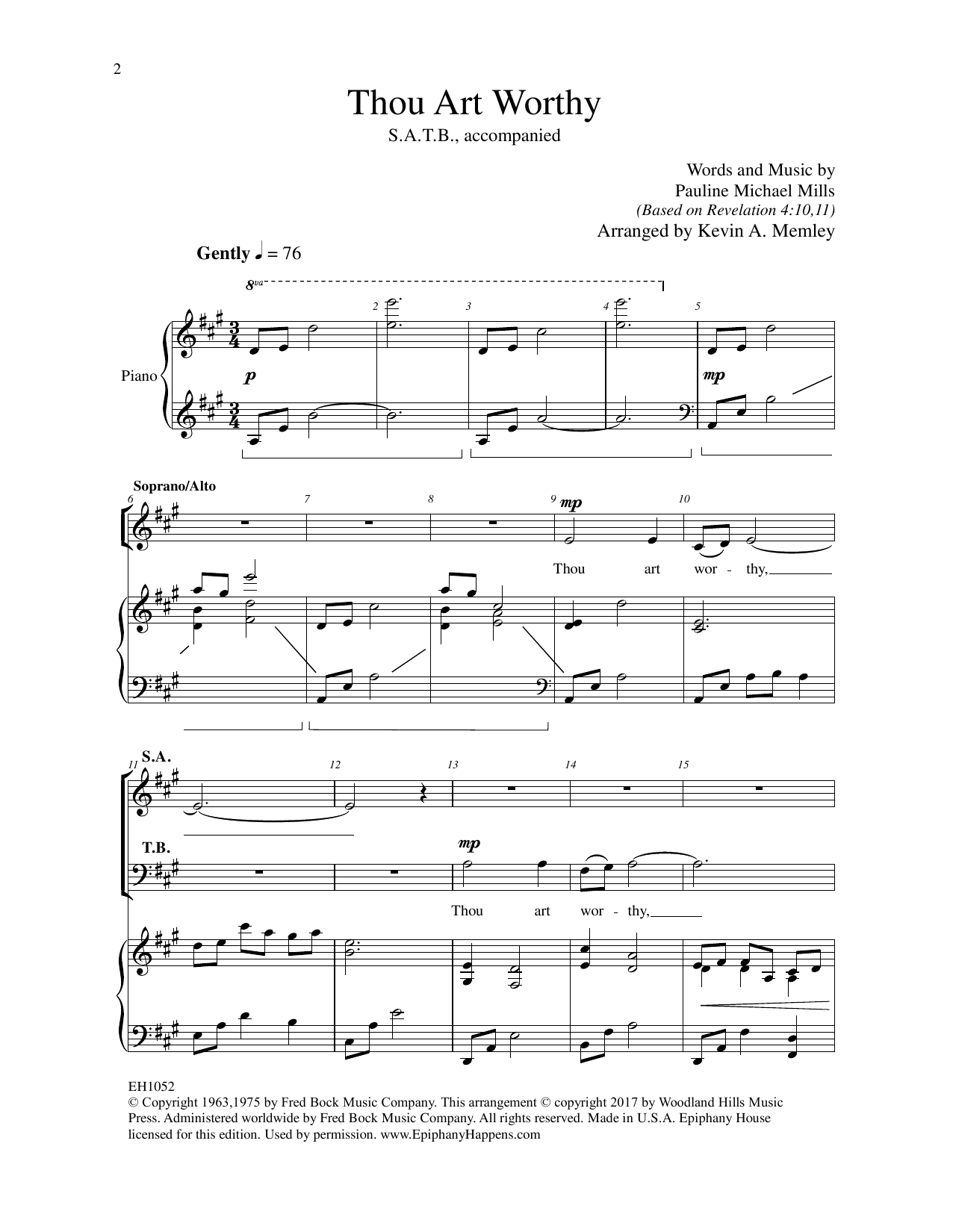 Download Kevin A. Memley Thou Art Worthy Sheet Music and learn how to play SATB Choir PDF digital score in minutes