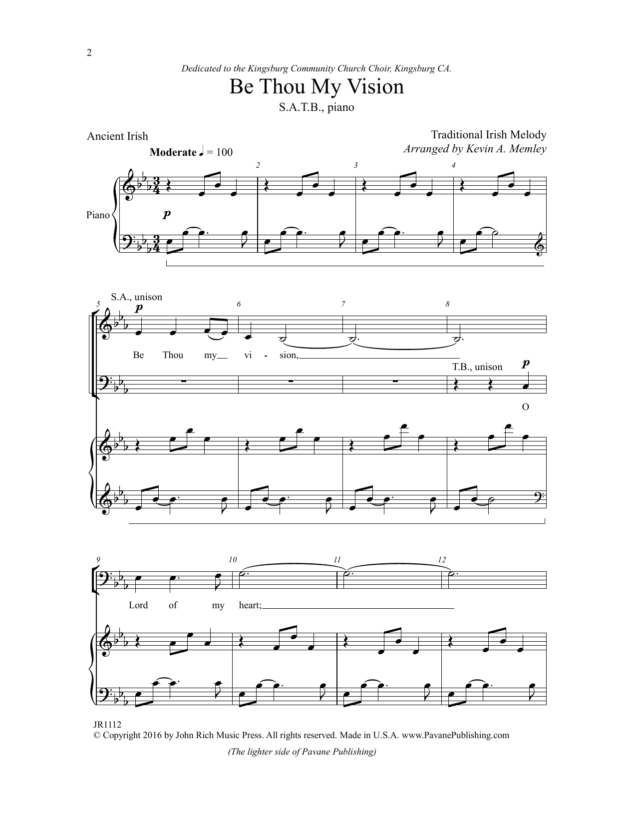 Download Kevin Memley Be Thou My Vision Sheet Music and learn how to play SATB Choir PDF digital score in minutes