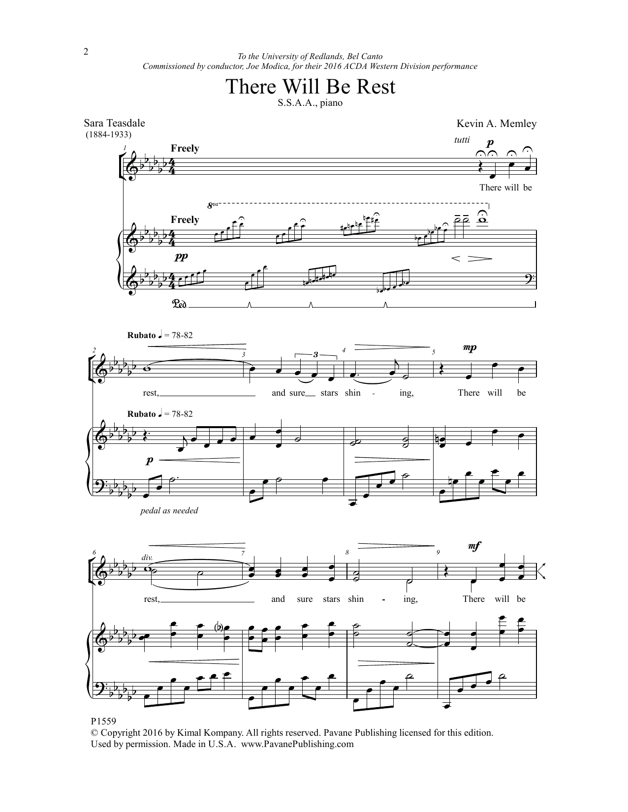 Download Kevin Memley There Will Be Rest Sheet Music and learn how to play SSAA Choir PDF digital score in minutes