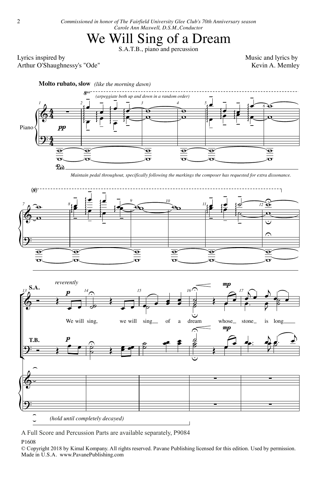 Download Kevin Memley We Will Sing Of A Dream Sheet Music and learn how to play SATB Choir PDF digital score in minutes