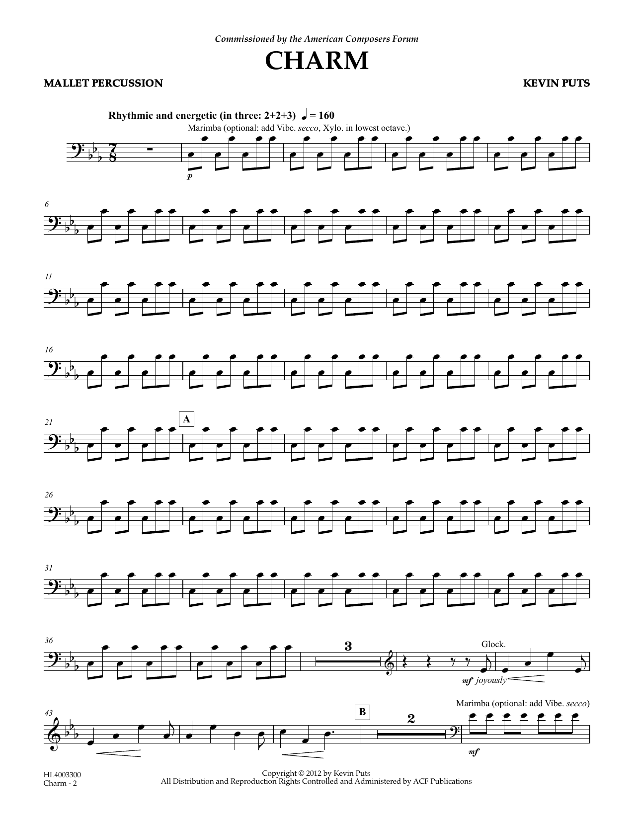 Download Kevin Puts Charm - Mallet Percussion Sheet Music and learn how to play Concert Band PDF digital score in minutes