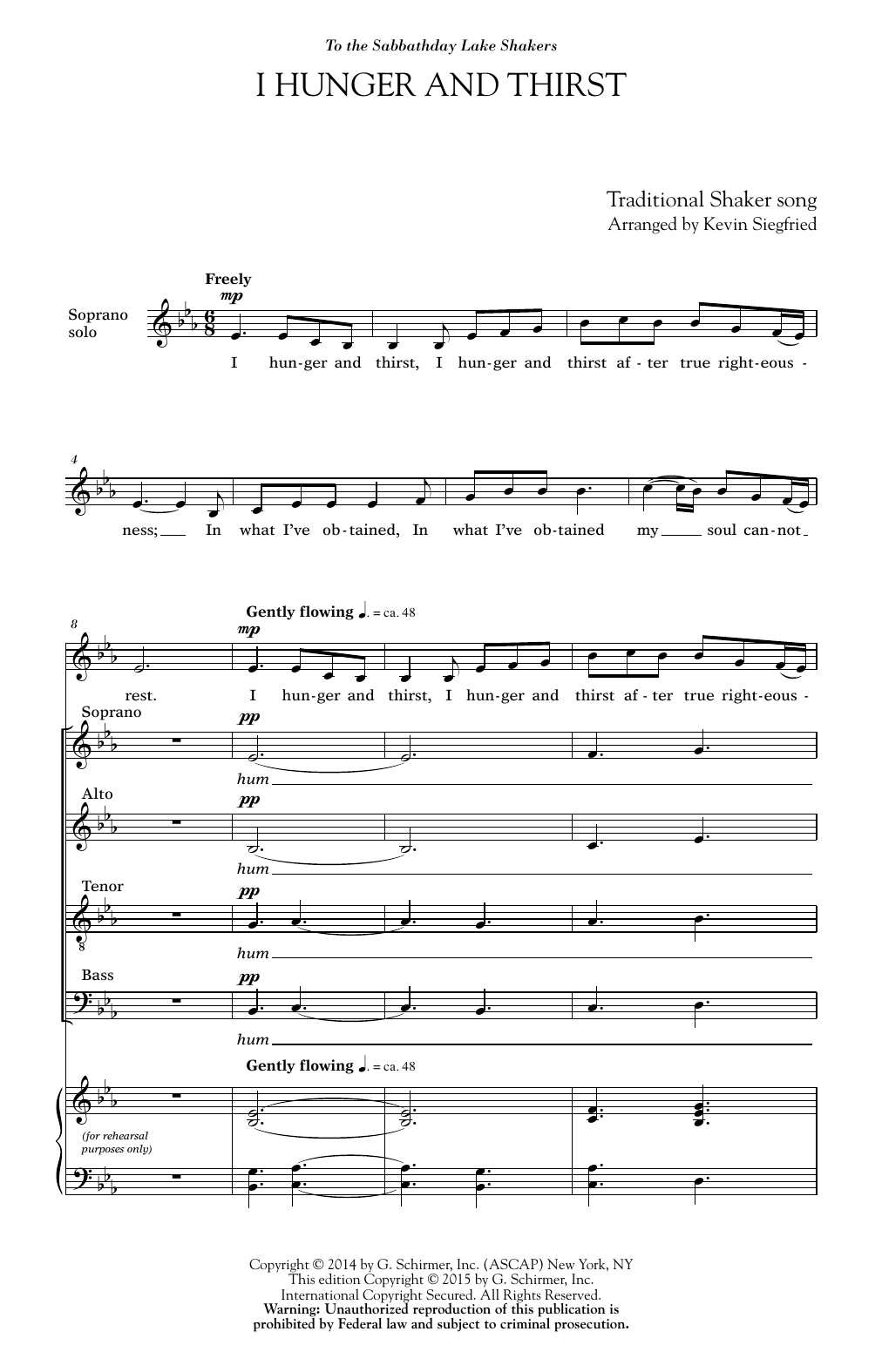Download Kevin Siegfried I Hunger And Thirst Sheet Music and learn how to play SATB PDF digital score in minutes