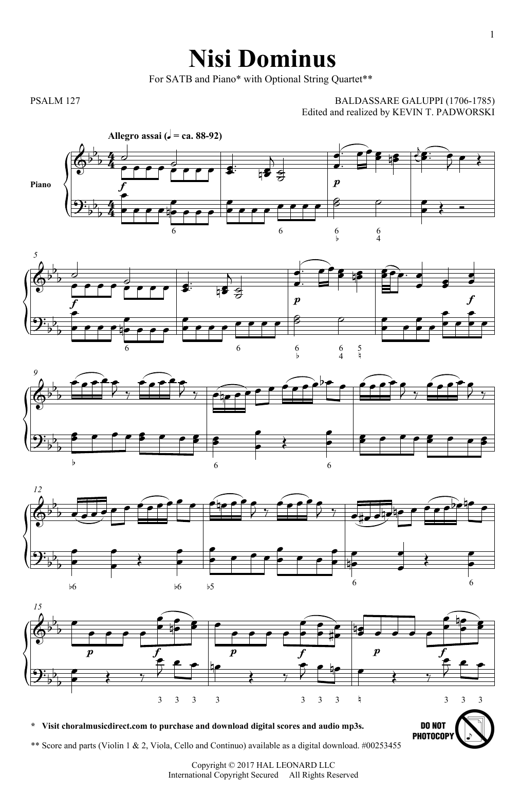 Download Kevin T. Padworski Nisi Dominus Sheet Music and learn how to play SATB PDF digital score in minutes