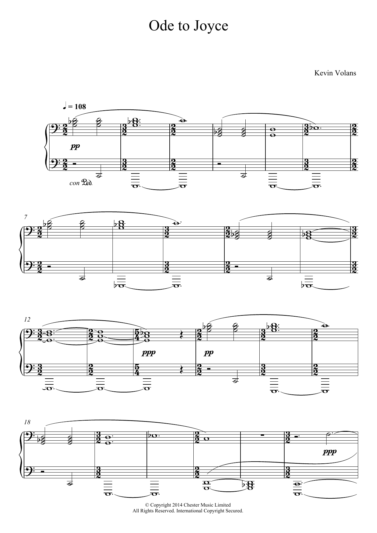 Download Kevin Volans Ode To Joyce (From 'Pint Sized Piano Pieces') Sheet Music and learn how to play Easy Piano PDF digital score in minutes